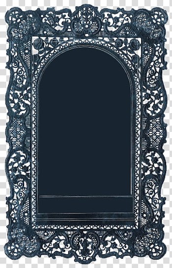 Lace, rectangular black and white floral frame panel illustration transparent background PNG clipart