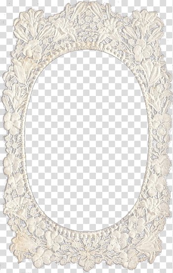 Lace, white floral frame transparent background PNG clipart