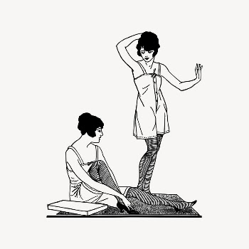 Ladies in undergarment drawing, vintage | Free Vector Illustration - rawpixel