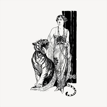 Lady and tiger  clipart, | Free Vector - rawpixel