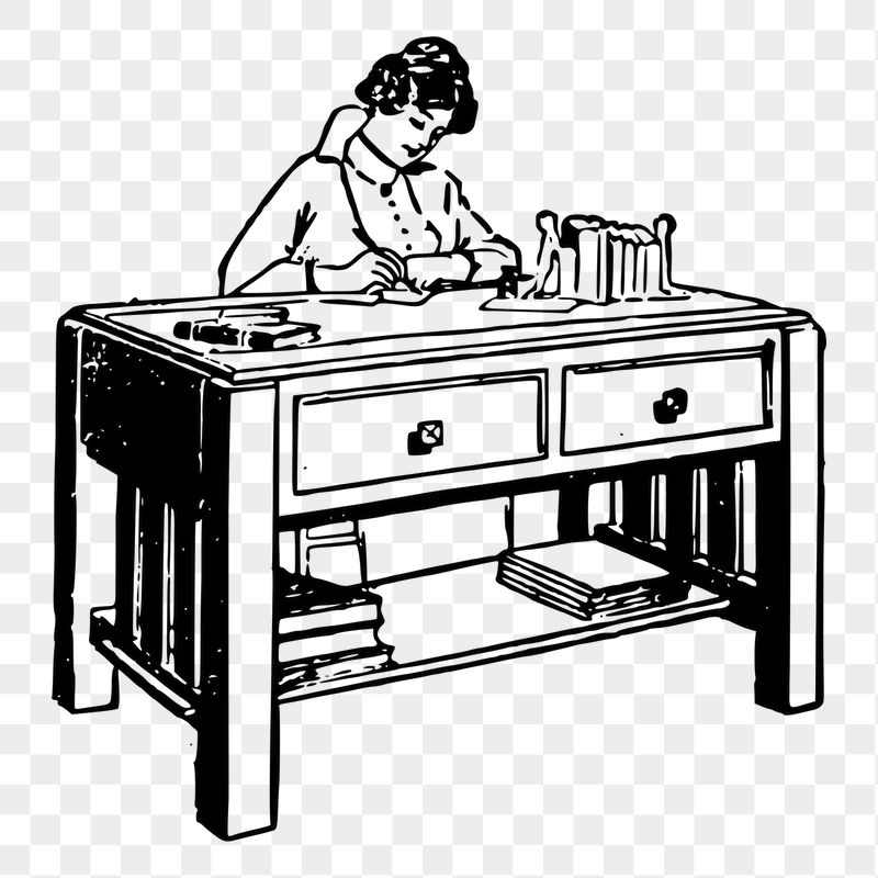 Lady at desk png sticker | Free PNG - rawpixel