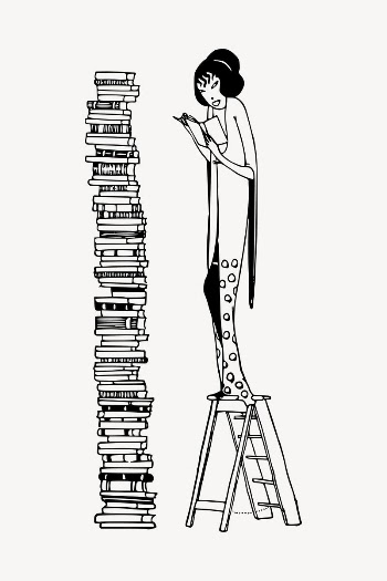 Lady & book stack collage | Free Vector Illustration - rawpixel