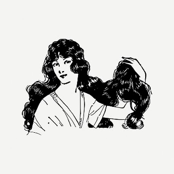 Lady hair commercial clipart, vintage | Free PSD Illustration - rawpixel