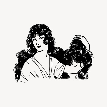 Lady hair commercial drawing, vintage | Free Vector Illustration - rawpixel