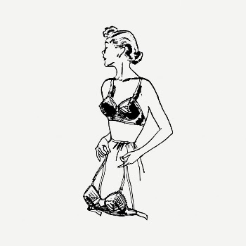 Lady holding brassiere collage element, | Free PSD Illustration - rawpixel