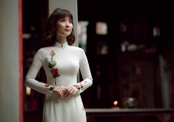 Lady In White Floral Dress