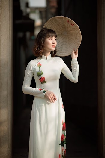 Lady In White Floral Dress