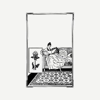 Lady reading frame collage element, | Free PSD Illustration - rawpixel