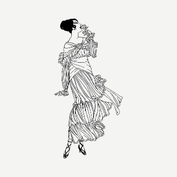 Lady & rose clipart, vintage | Free PSD Illustration - rawpixel