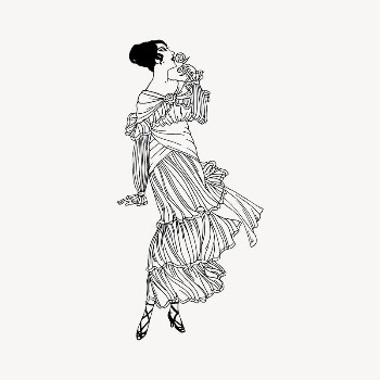 Lady & rose collage element, | Free Vector Illustration - rawpixel