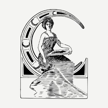 Lady sitting on crescent moon | Free PSD - rawpixel