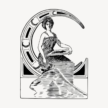 Lady sitting on crescent moon | Free Vector - rawpixel