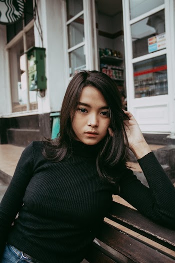 Lady Wearing Black Turtleneck Top