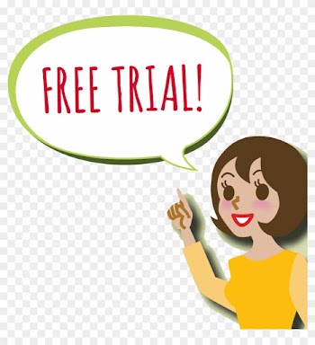 Lady With Word Balloon Saying Free Trial - Saying