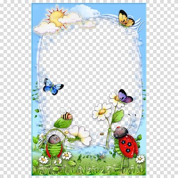 Ladybird flowers butterfly frame transparent background PNG clipart