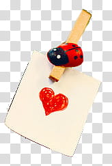 , ladybug clip on white paper with heart illustration transparent background PNG clipart