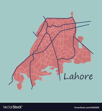 Lahore city map color flat panoramic vector image
