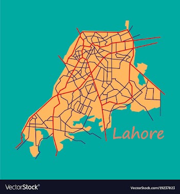 Lahore city map color flat panoramic vector image