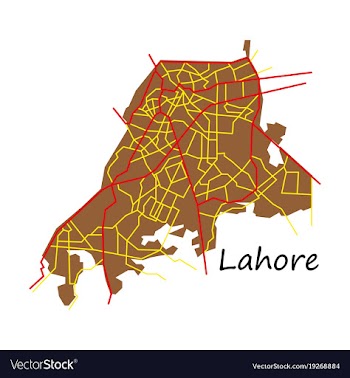 Lahore city map color flat panoramic vector image