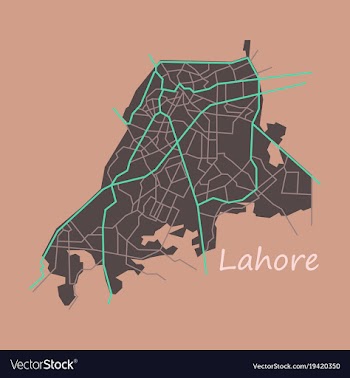 Lahore city map color flat panoramic vector image