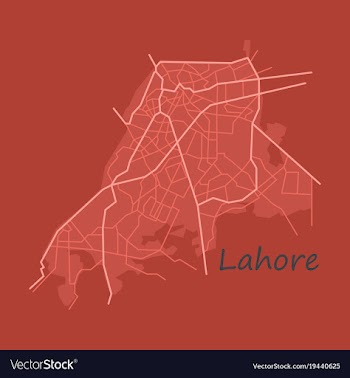 Lahore city map color flat panoramic vector image