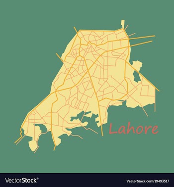 Lahore city map color flat panoramic vector image