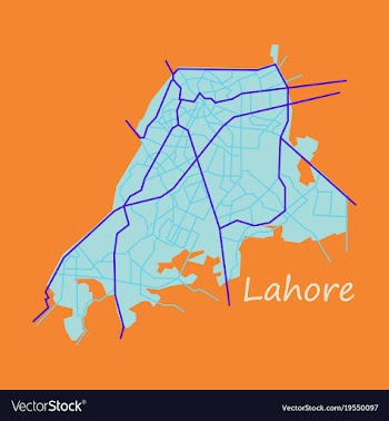 Lahore city map color flat panoramic vector image