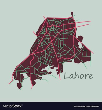 Lahore city map color flat panoramic vector image