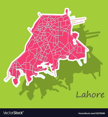 Lahore city map color sticker panoramic vector image