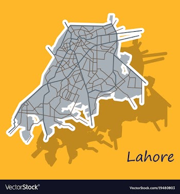 Lahore city map color sticker panoramic vector image