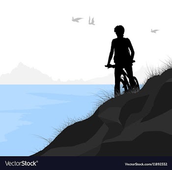 Lake and cycling vector image