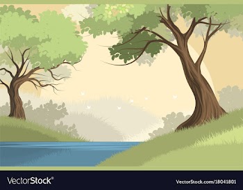 Lake and forest scene vector image