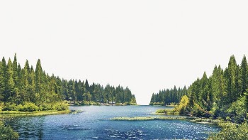 Lake landscape border collage element, | Free PSD - rawpixel