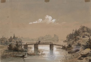 Lake landscape, man angling on a bridge, | Free Photo - rawpixel