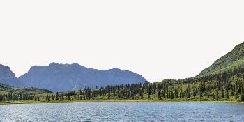 Lake mountain border, serene nature | Free PSD - rawpixel