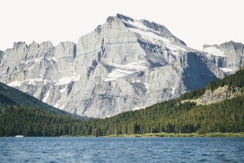 Lake mountain border, serene nature | Free PSD - rawpixel