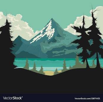 Lake scene hand drawing vector image