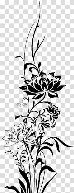 Lamour Lotus, black and white abstract painting transparent background PNG clipart