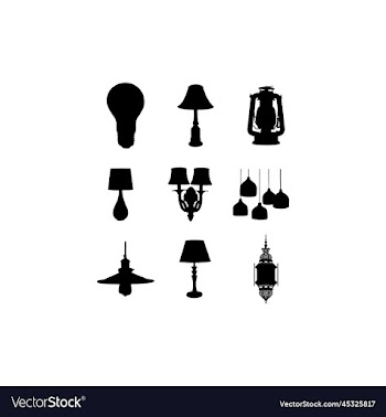 lamp bright set silhouette design