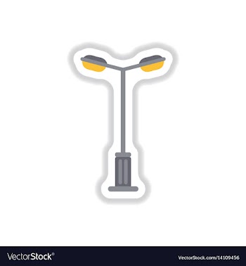 Lamp street electricity industry in paper sticker vector image