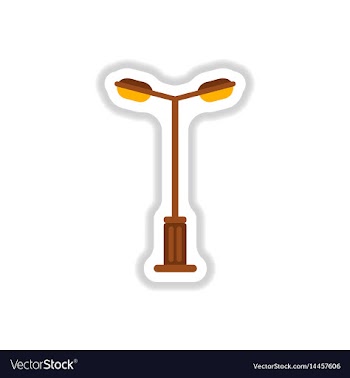 Lamp street electricity industry in paper sticker vector image