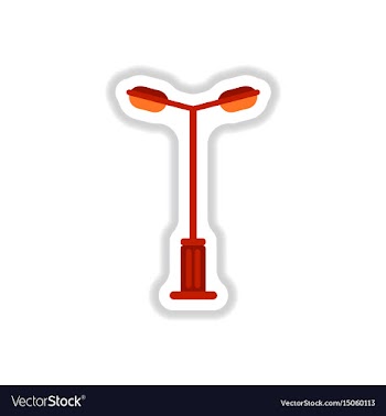 Lamp street electricity industry in paper sticker vector image