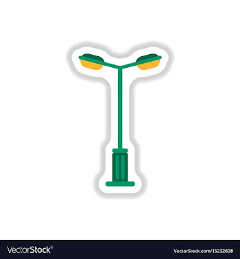 Lamp street electricity industry in paper sticker vector image