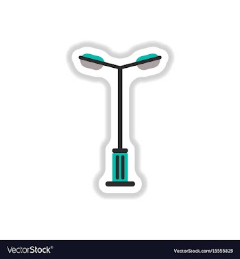 Lamp street electricity industry in paper sticker vector image