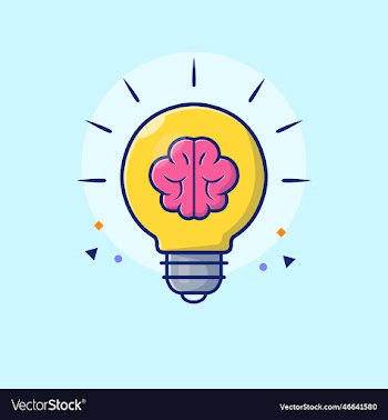 lamp with brain cartoon