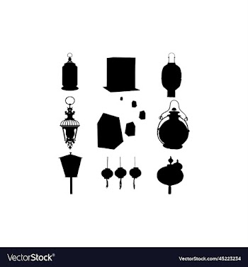 lampion silhouette set creative design