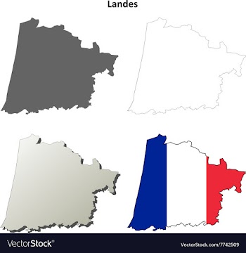 Landes Aquitaine outline map set vector image