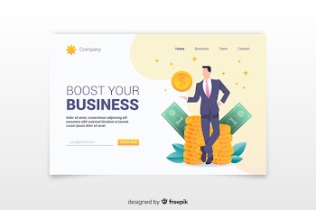 Landing page template of business Free Vector