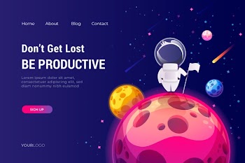 Landing page template of the universe Free Vector