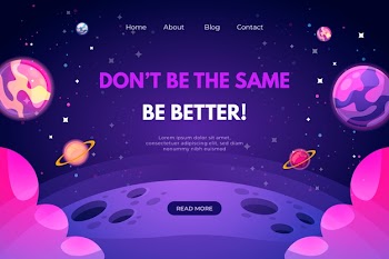 Landing page template of the universe Free Vector